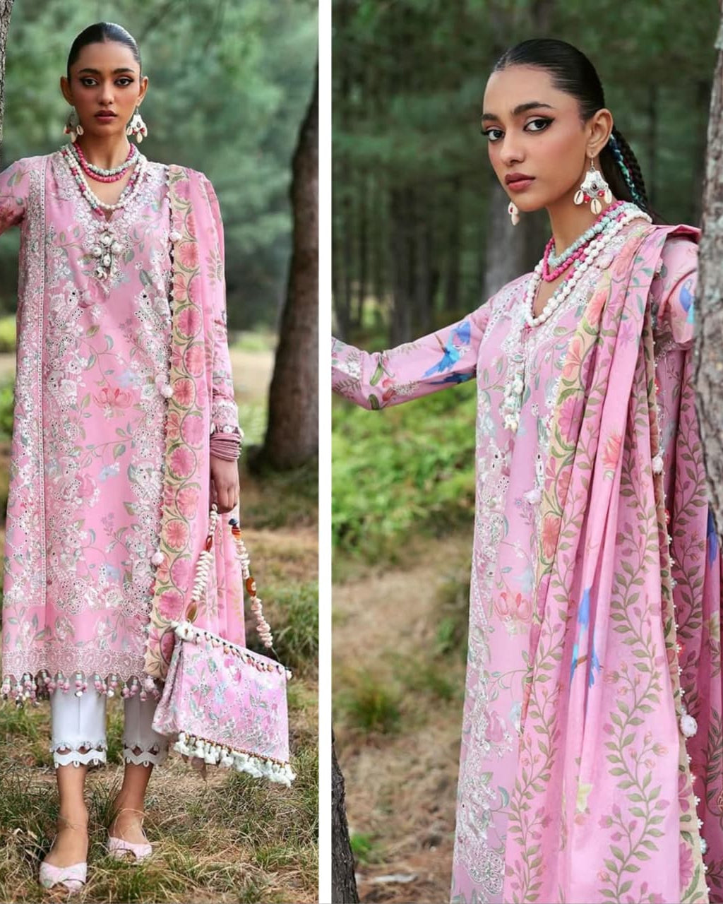 Zaha Luxury Lawn 2025 Hit Code 01-A Pink Lawn Dupata Article