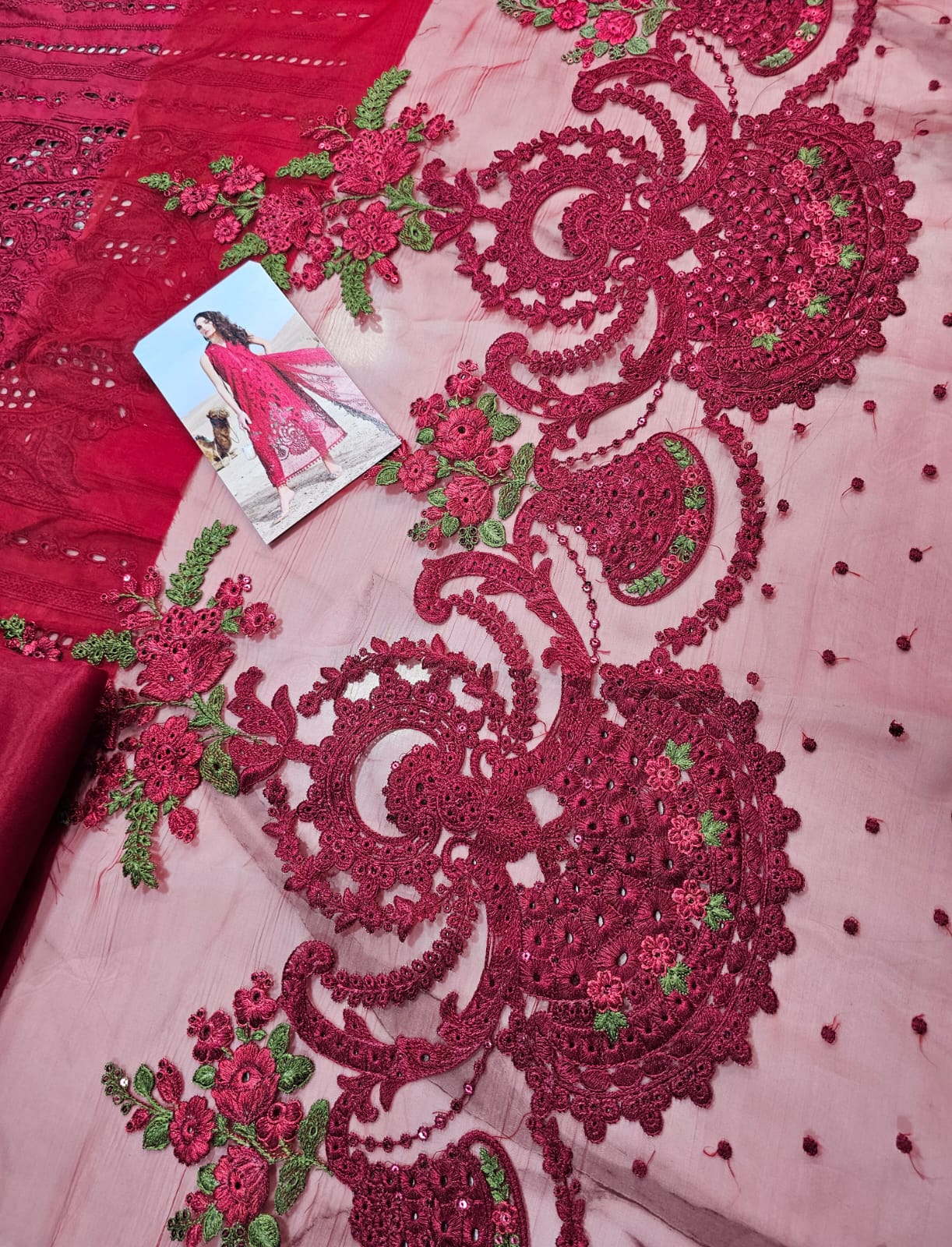 MariaB Luxury Lawn 2025 Hit Code 4A Maronish Red