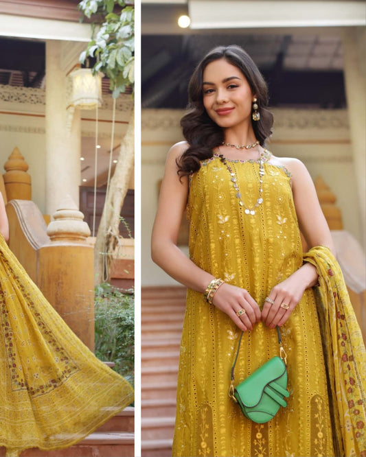 Noor By Sadia Luxury Lawn Laser Chikenkari 2025 Collection