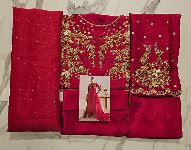 Kanwal malik party Wear 2025 Hit Code Shoking With Gold Work