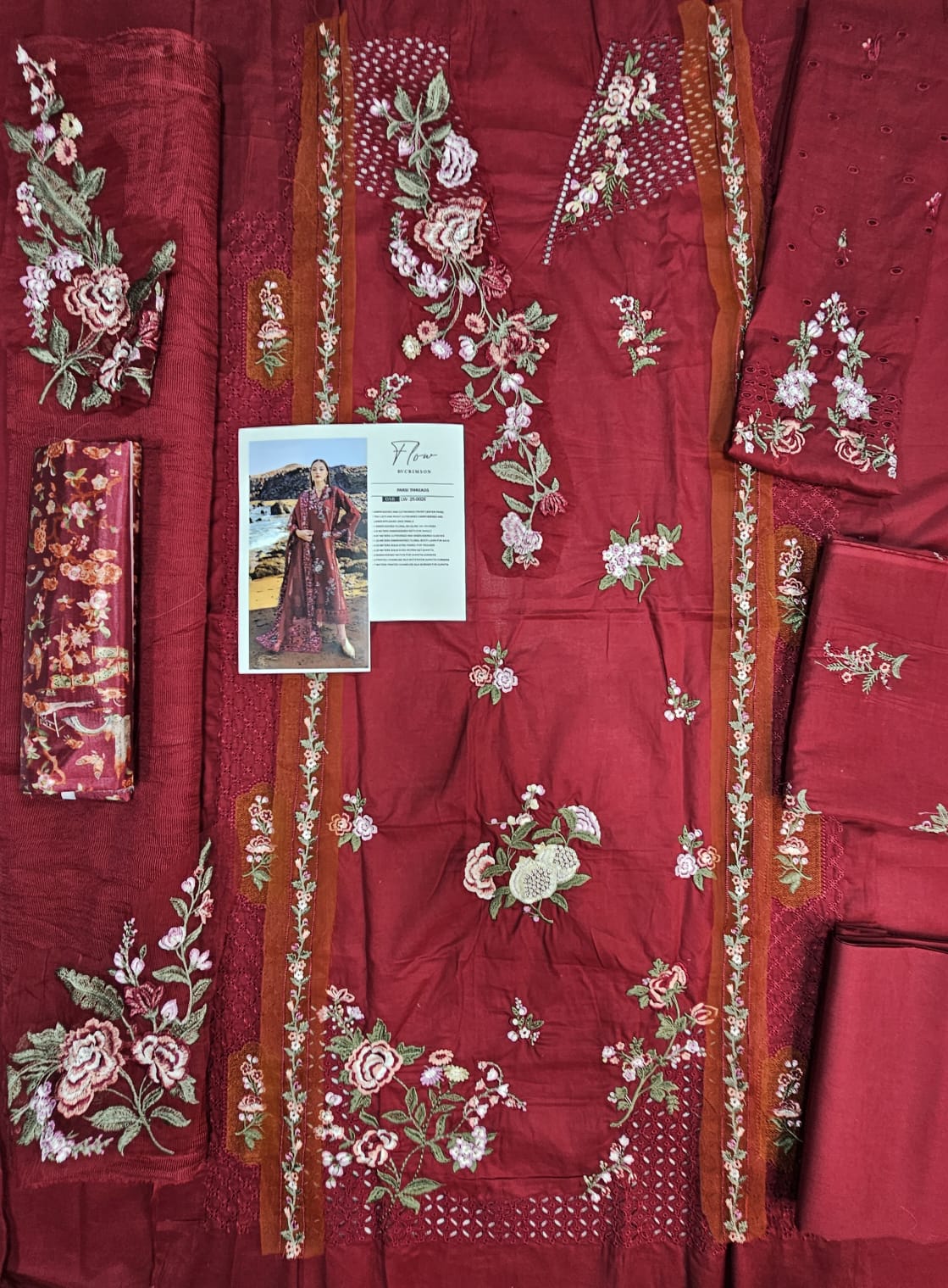 Crimson Luxury Lawn 2025 Hit Code 5B Maroon