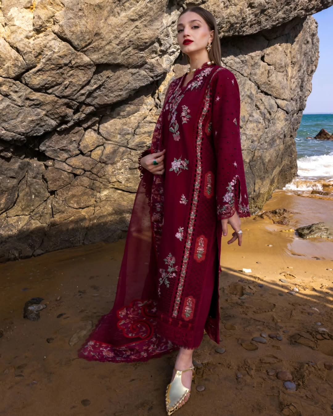 Crimson Luxury Lawn 2025 Hit Code 5B Maroon