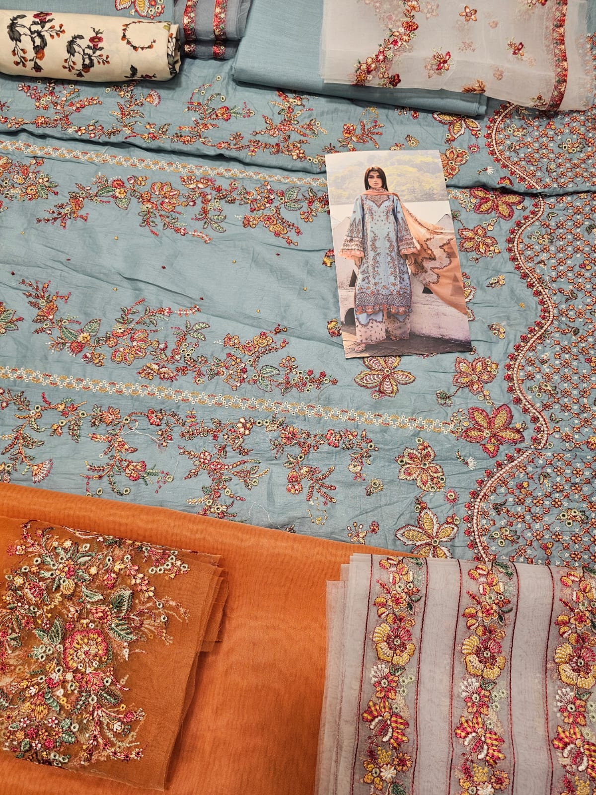 Hussain Rehar Luxury Lawn 2025 Hit Code Malibu sky Grey