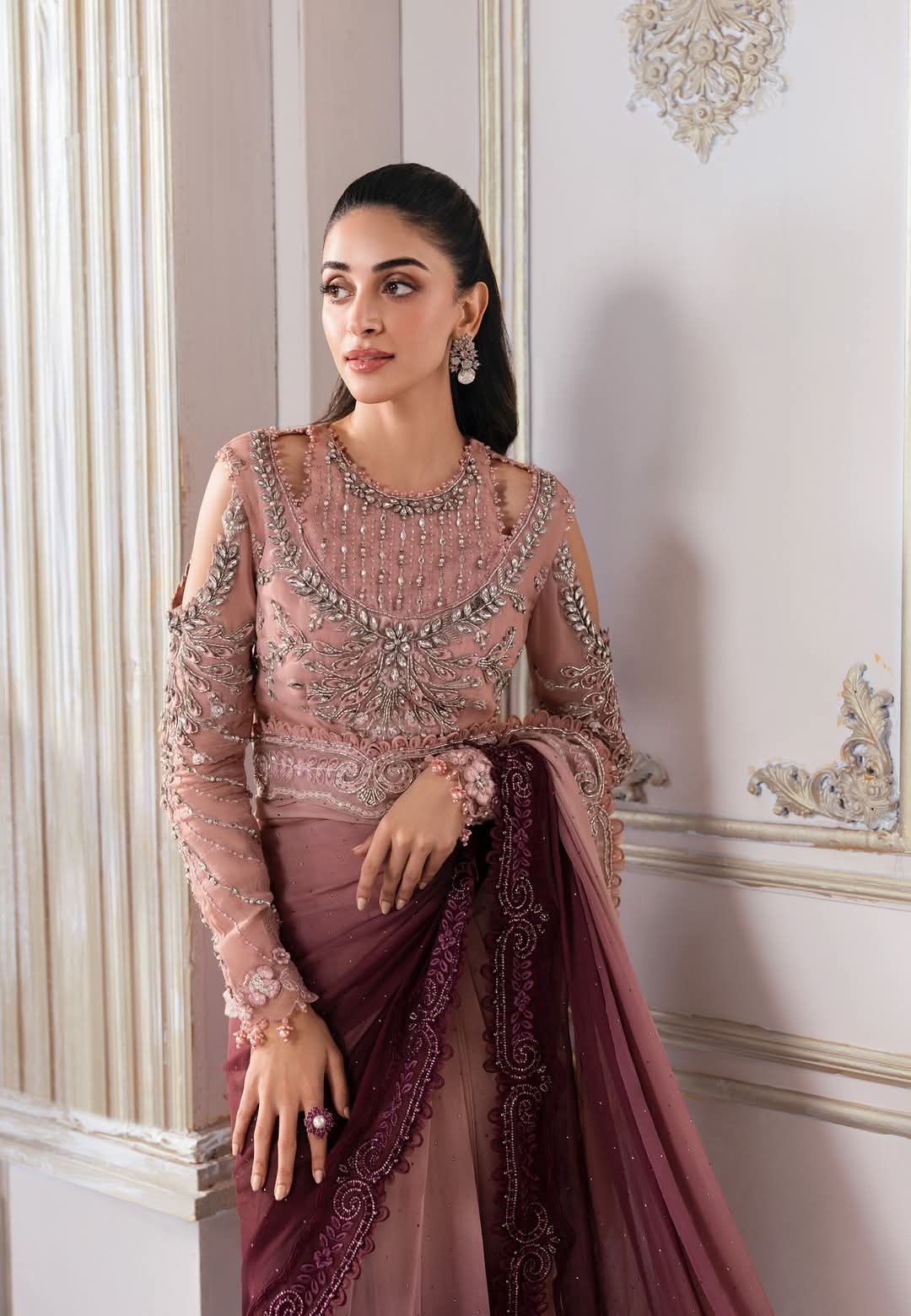 Mariab Luxury Chiffon Collection 2025 Hit Code Chiffon Saree D1
