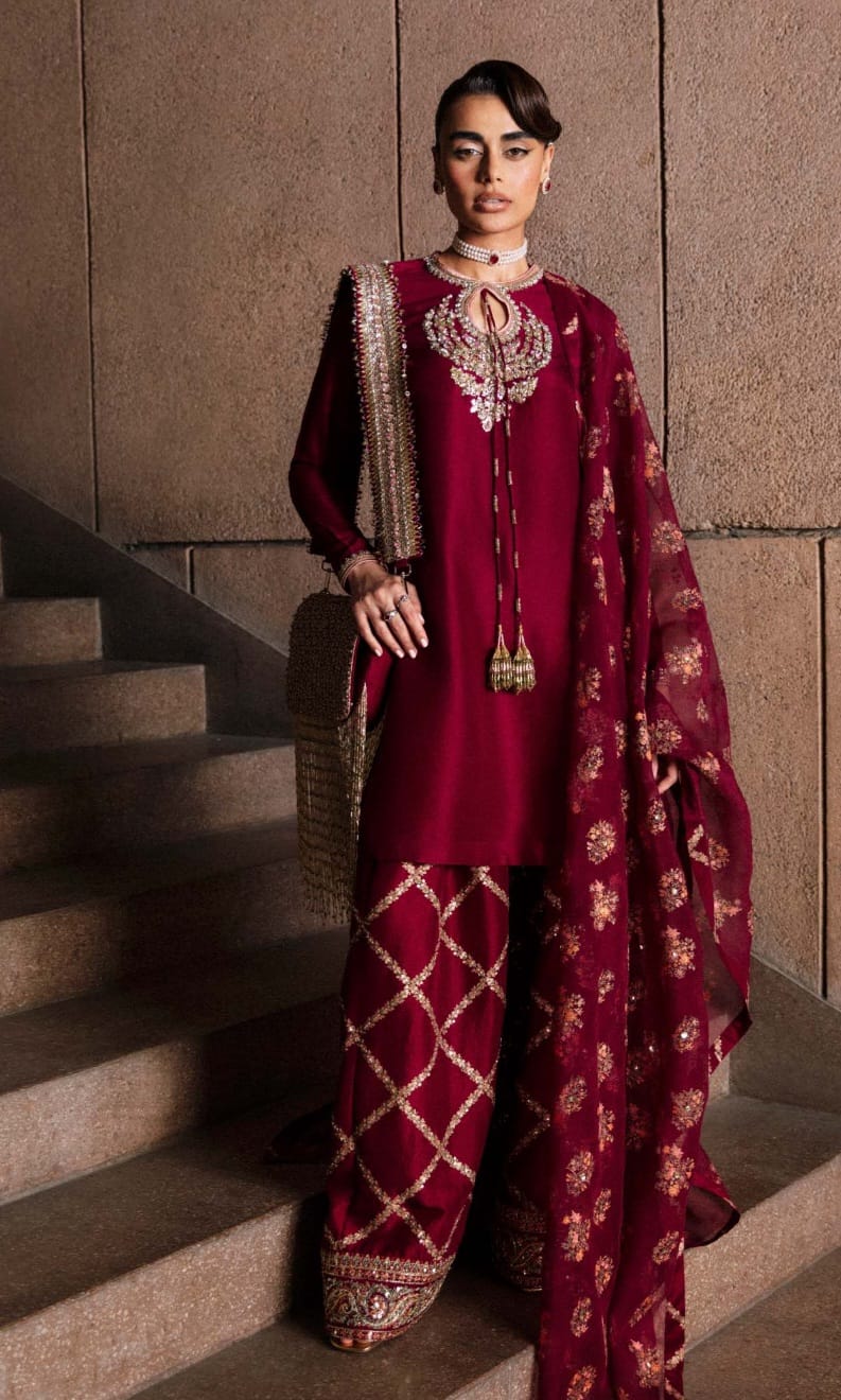 Hussain Rehar party Wear Eid ul azha Hit Code Merlot