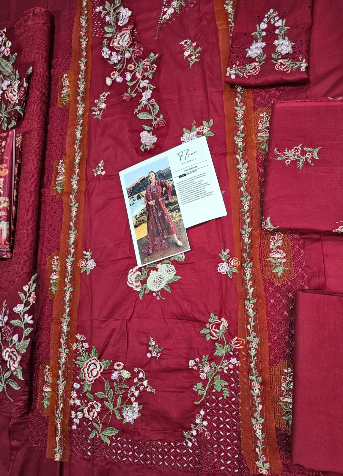 Crimson Luxury Lawn 2025 Hit Code 5B Maroon