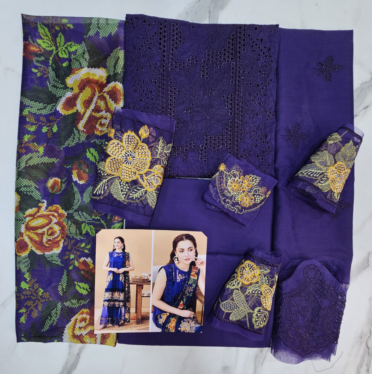 Saira Rizwan Luxury Lawn 2025 Hit Code 1A purple