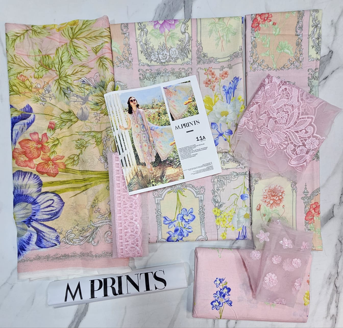 Mariab Mprints Lawn 2025 Hit Code 11A Pink