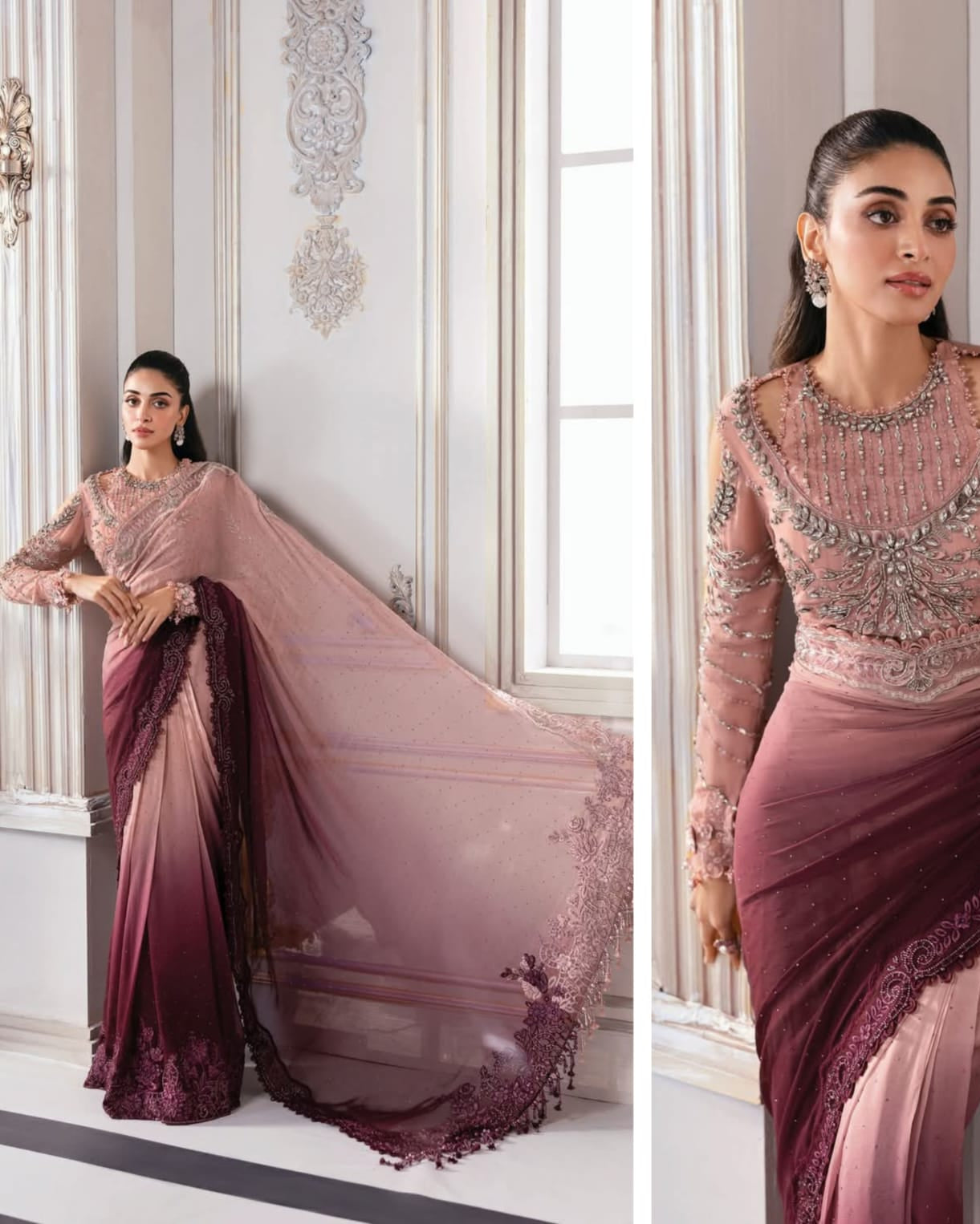 Mariab Luxury Chiffon Collection 2025 Hit Code Chiffon Saree D1