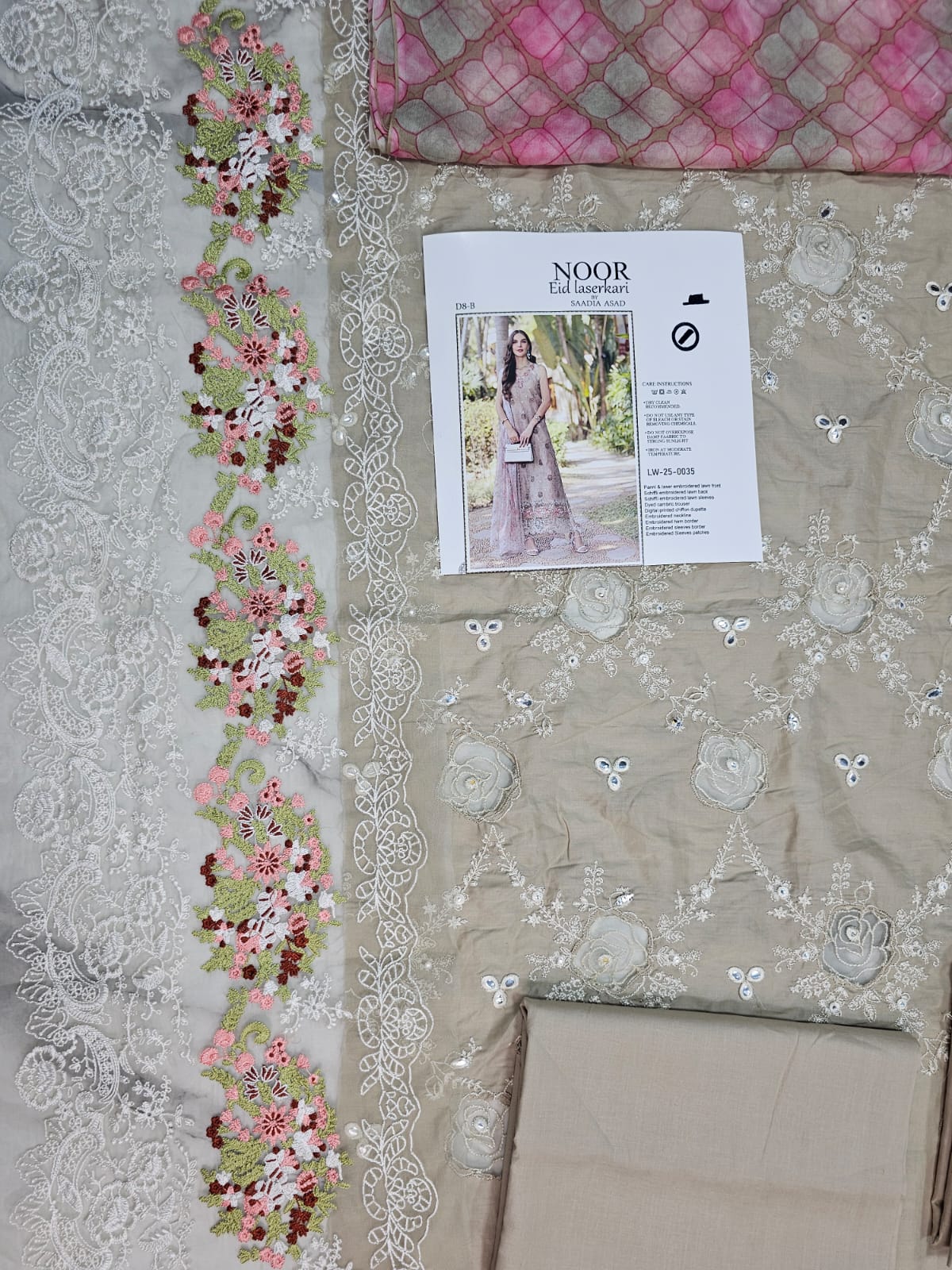 Noor by Sadia Luxury Lawn 2025 Hit Code D8