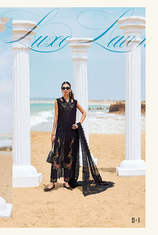 Mariab Eid ul azha Luxury Lawn Collection 2025 Hit Code D1 Black