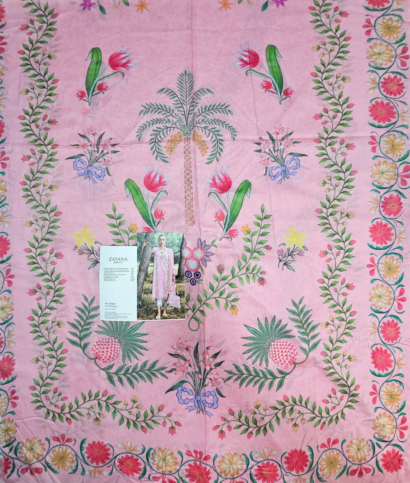 Zaha Luxury Lawn 2025 Hit Code 01-A Pink Lawn Dupata Article