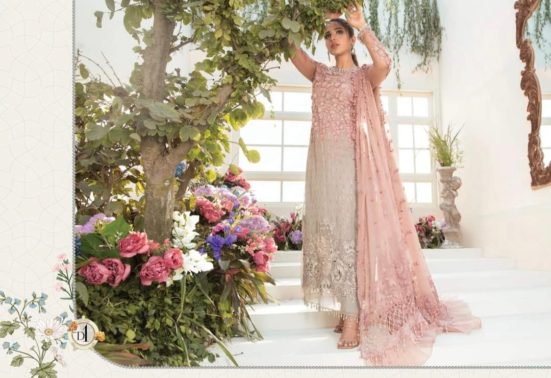 Mariab Luxury Party Wear Chiffon Hit Code Bd-01 3D Flower