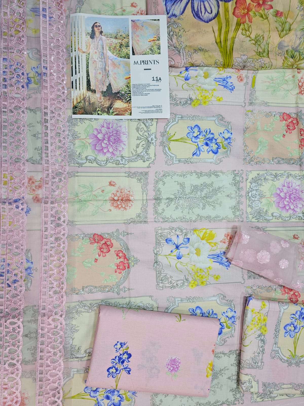 Mariab Mprints Lawn 2025 Hit Code 11A Pink
